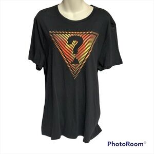 Guess black tee bright neon orange/yellow pattern XL NWT